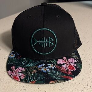 Floral Brim Black Trucker Hat
